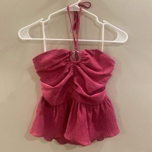 Y2K Fuchsia Ruched Halter Top